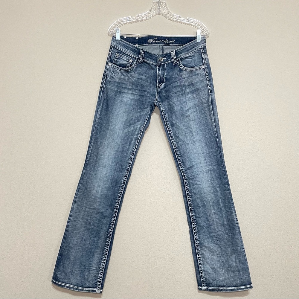 Wired Heart Embellished Cross Bootcut Jeans‎ Women Sz 30 Stretch Bling Western